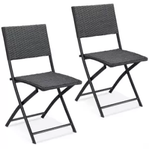 Polyrattan Folding Chair Rom 2Pcs Black