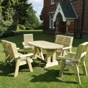 Hawthorn Outdoor Dining Set with 2 Chairs and 2 Benches, Wood