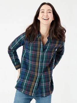 Joules Lorena Brushed Woven Check Shirt - Navy, Blue, Size 16, Women