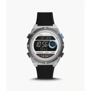 Fossil Mens Everett Solar-Powered Digital Silicone Watch - Black