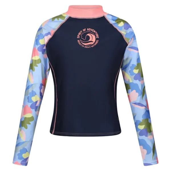 Regatta Womens Long Sleeve Rash Vest Top 8 - Bust 32' (81cm) Navy/Abstract Floral Print RWM036-P81-8