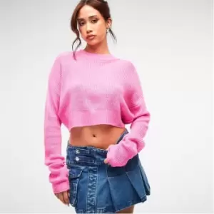 Missguided Crew Neck Crop Jumper - Pink