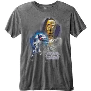 Star Wars - Episode VIII Droids Portrait Unisex X-Large T-Shirt - Grey