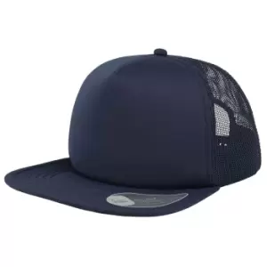 Atlantis Unisex Snap 90s Flat Visor 5 Panel Trucker Cap (One Size) (Navy)