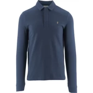 Farah Navy Haslam Long Sleeve Polo Shirt