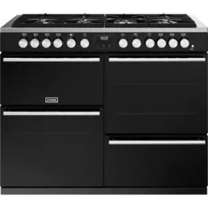 Stoves Precision Deluxe ST DX PREC D1100DF BK 110cm Dual Fuel Range Cooker - Black - A Rated