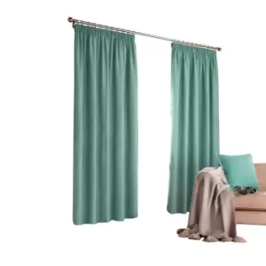 Furn Harrison Pencil Pleat Faux Wool Curtains (Pair) (168x183cm) (Marine Blue)