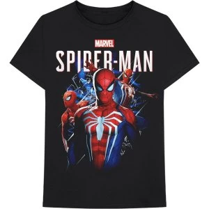 Marvel Comics - Spider 4 Spiderman Montage Unisex Medium T-Shirt - Black