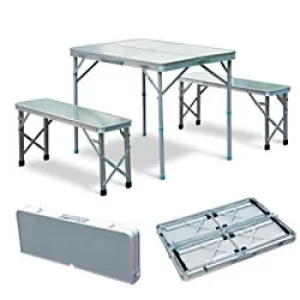 Outsunny Folding Camping Table And Chair Set 84B-049SR Aluminum