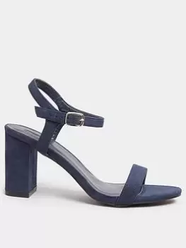 Yours Extra Wide Fit Block Heel Sandal - Micro Navy, Blue, Size Eee, Women