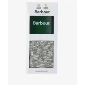 Barbour Hip Flask And Sock Gift Set - Green