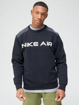 Nike Air Contrast Block Crew Sweat - Black/Grey, Size XL, Men