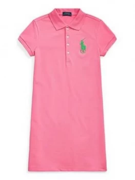 Ralph Lauren Girls Classic Peplum Polo Dress - Pink