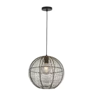 Weave 1 Light Black, Gold Cage Ceiling Pendant