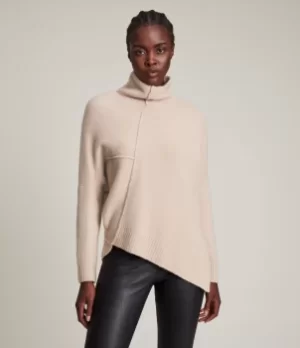 AllSaints Womens Lock Roll Neck Jumper, Rose Pink, Size: M