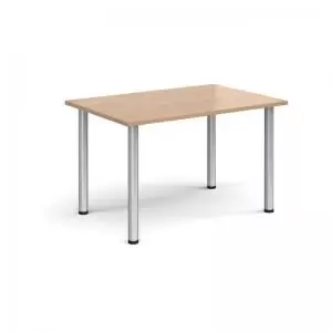 Rectangular silver radial leg meeting table 1200mm x 800mm - beech