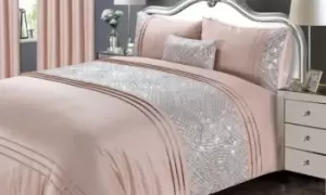 Charleston Embellished Duvet Set: Single / Blush