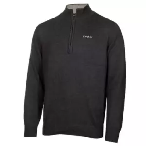 DKNY Golf Chunky Knit Half Zip Top Mens - Grey