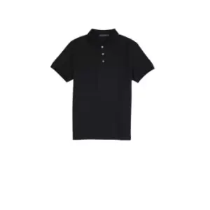 French Connection Seersucker Jersey Polo Top - Black