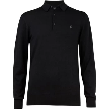 AllSaints Mode Merino Ls Polo - Black