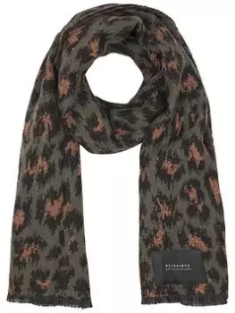 Allsaints Cult Leopard Reversible Scarf - Khaki