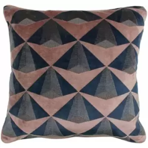 Paoletti Leveque Jacquard Velvet Cushion Cover (50cm x 50cm) (Blush/Navy) - Blush/Navy