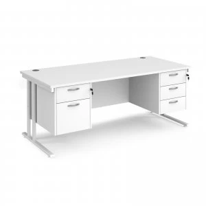 Maestro 25 WL Straight Desk With 2 and 3 Drawer Pedestals 1800mm - whi