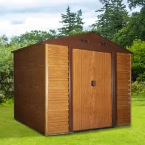 Alfresco 9ft x 6ft Garden Shed with Sliding Doors, Brown