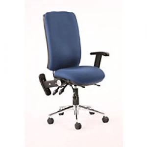 Task Operators Chair Chiro High Back Blue Fabric With Height Adjustable And Folding Arms