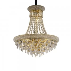 Ceiling Pendant Chandelier 9 Light French Gold, Crystal