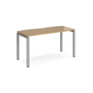 Bench Desk Single Person Starter Rectangular Desk 1400mm Oak Tops With Silver Frames 600mm Depth Adapt