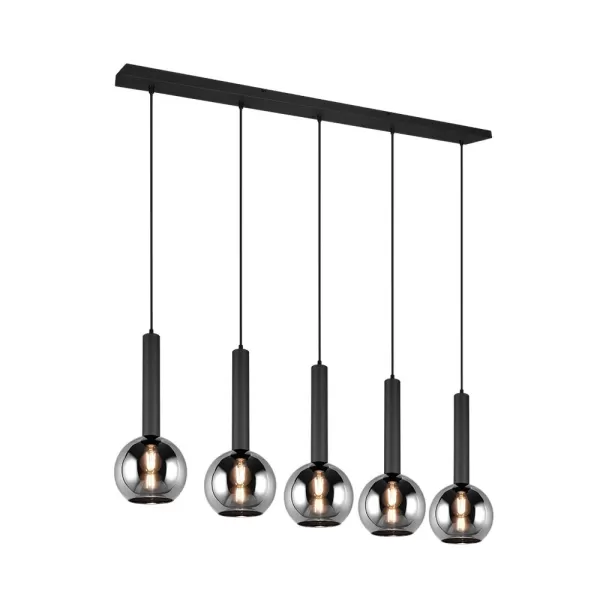 Clayton Modern 5 Light Bar Pendant Ceiling Light Black Matt