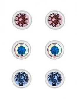 Simply Silver Pack Of Three Besel Stud Earrings