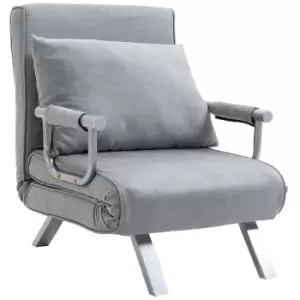 Homcom Foldable Portable Armchair Bed With Pillow Light Grey