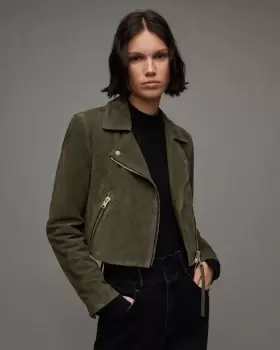 AllSaints Suede Dalby Cropped Biker Jacket