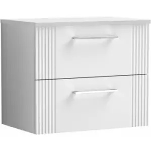 Nuie Deco Wall Hung 2-Drawer Vanity Unit with Worktop 600mm Wide - Satin White