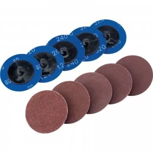 Draper 50mm Diameter Aluminium Oxide Sanding Disc 50mm Assorted Pack of 10