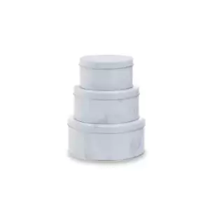 Interiors by PH Marble Print Storage Tins, Round, Set Of 3