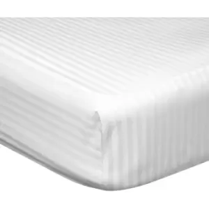 Belledorm 540 Thread Count Satin Stripe Extra Deep Fitted Sheet (Single) (White) - White