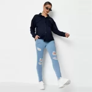 Missguided Maternity Ripped Sinner Jean - Blue