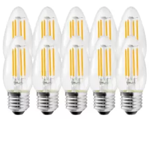 5 Watts E27 LED Bulb Clear Candle Cool White Dimmable, Pack of 10