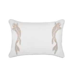 Sanderson Lotus Leaf Embroidered Cushion 60cm x 40cm, Ivory