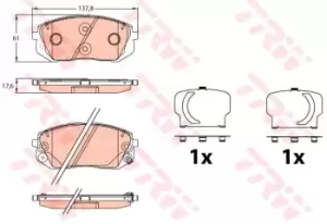 TRW Brake pad set HYUNDAI,KIA GDB3642 581013ZA76,58101D7A00,58101D7A50 58101D7A50