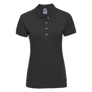 Russell Womens/Ladies Stretch Short Sleeve Polo Shirt (XL) (Black)