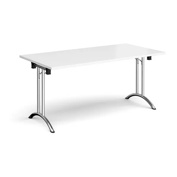 Rectangular Folding Meeting Table with Chrome Curved Legs - 1600mm - White