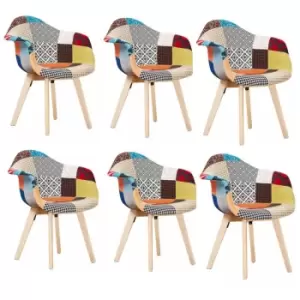 Set of 1/2/4/6 Tulip Patchwork Tub Dining Chair - Set of 6 - Multicoloured - Multi