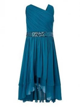 Monsoon Girls Abigail One Shoulder Prom Dress - Teal