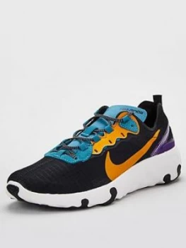 Nike Renew Element 55 Premium Junior Trainers - Black/Yellow, Size 3