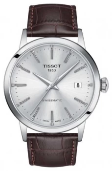 Tissot Swissmatic Silver Dial Brown Leather Strap Watch