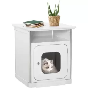 Wooden Cat Litter Box Washroom Nightstand Cabinet with Magnetic Door - Pawhut